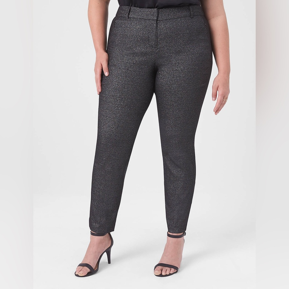 Lane Bryant Black Shimmer Silver Glitter Signature Fit Ankle Pant - Picture 5 of 10